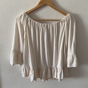 Off the Shoulder White Peplum Top